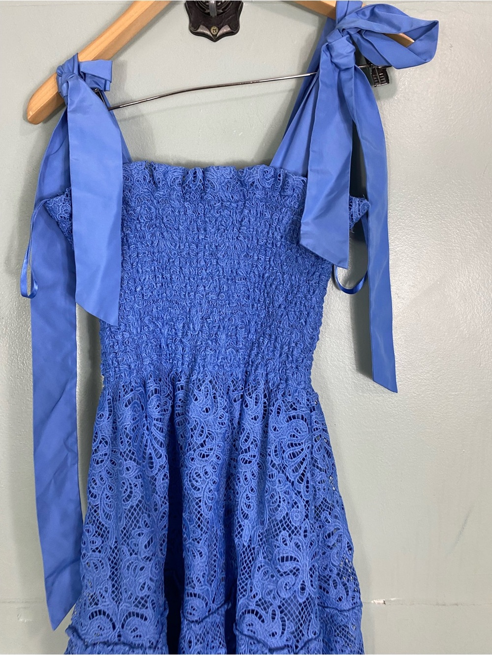 Hill House The Ribbon Ellie Nap Dress Blue Lace Eyelet Medium - Picture 7 of 7